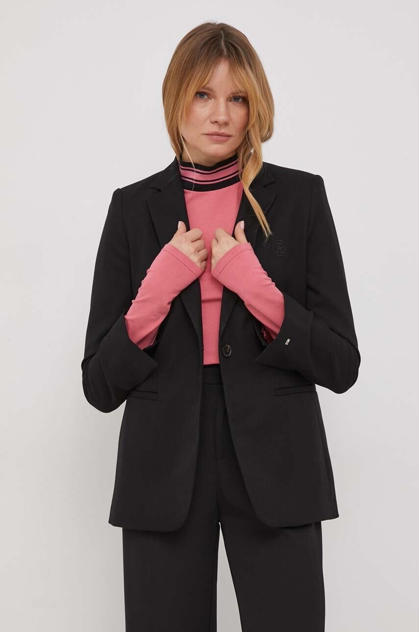 Sako Tommy Hilfiger čierna farba,jednoradové,WW0WW39977