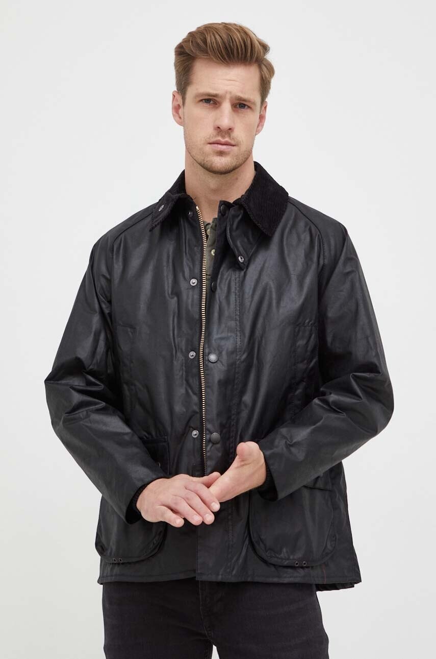Bunda Barbour Bedale Wax Jacket pánska, čierna farba, prechodná, MWX0018