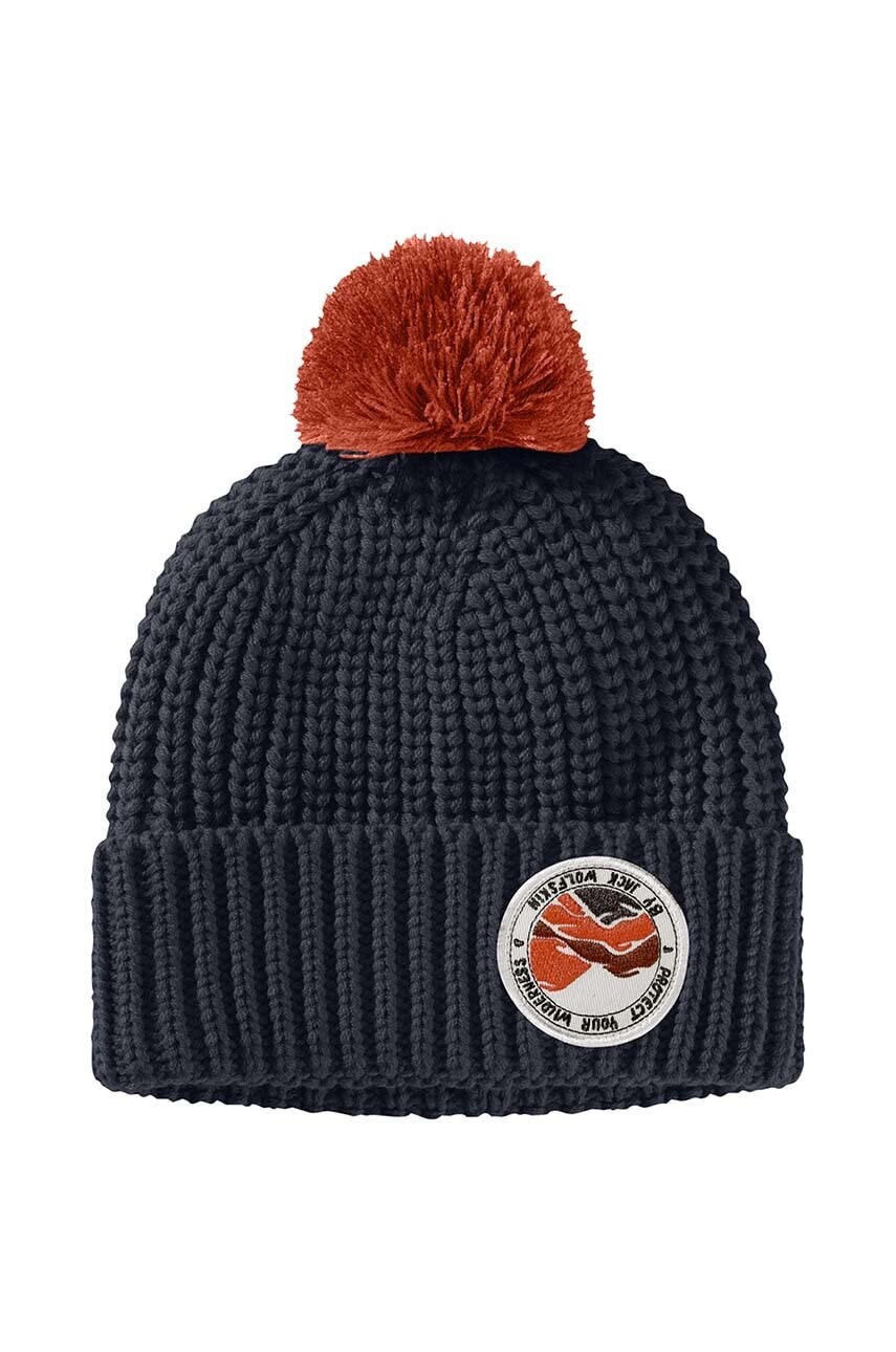 Detská čiapka Jack Wolfskin POMPOM BADGE tmavomodrá farba biela