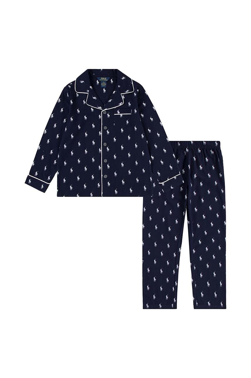 Detské bavlnené pyžamo Polo Ralph Lauren tmavomodrá farba, vzorované