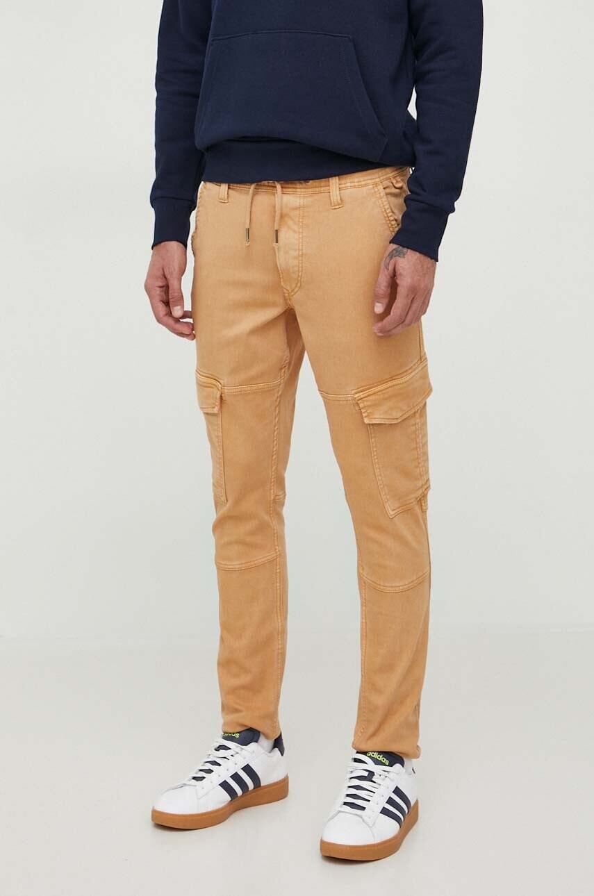 Nohavice Pepe Jeans Jared pánske, hnedá farba, strih cargo