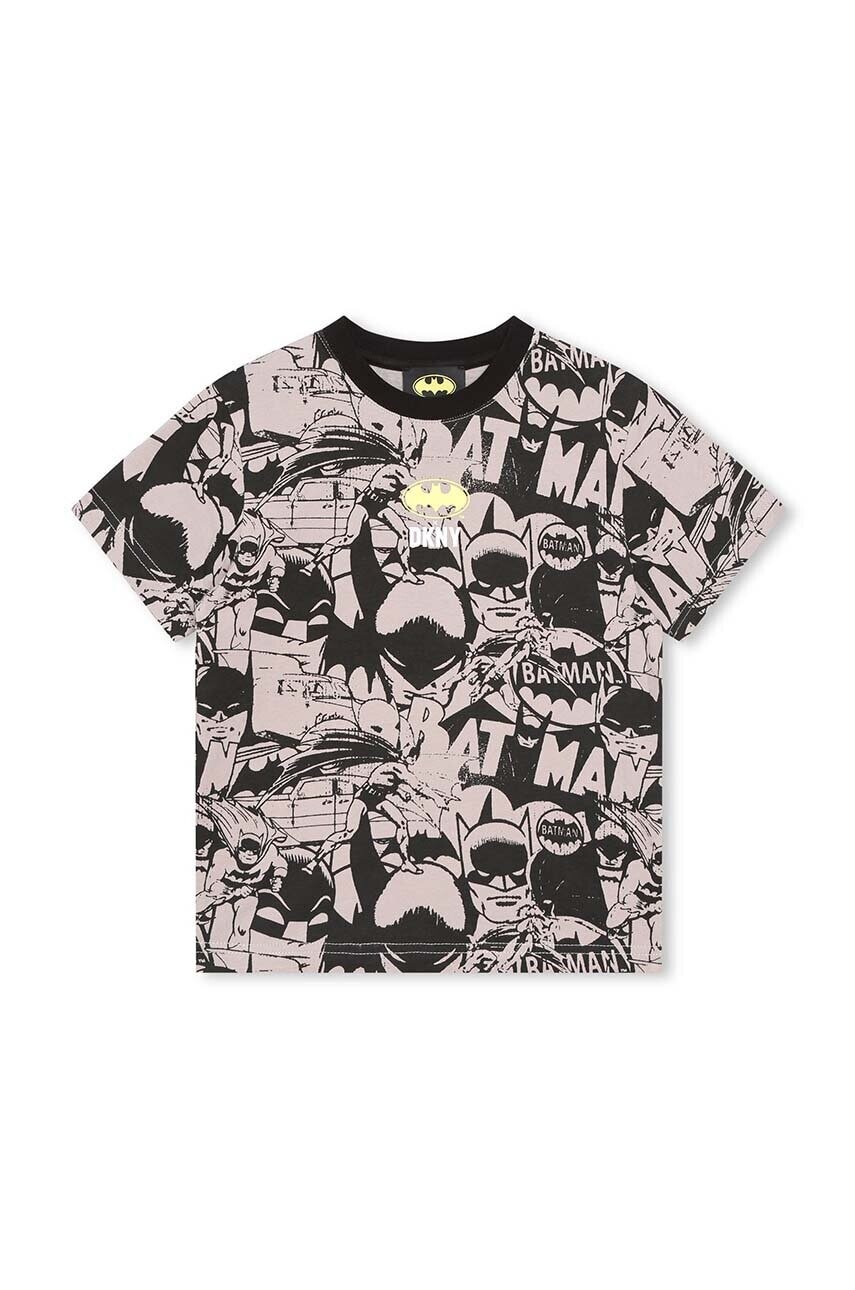 Detské bavlnené tričko Dkny x DC Comics čierna farba, vzorované