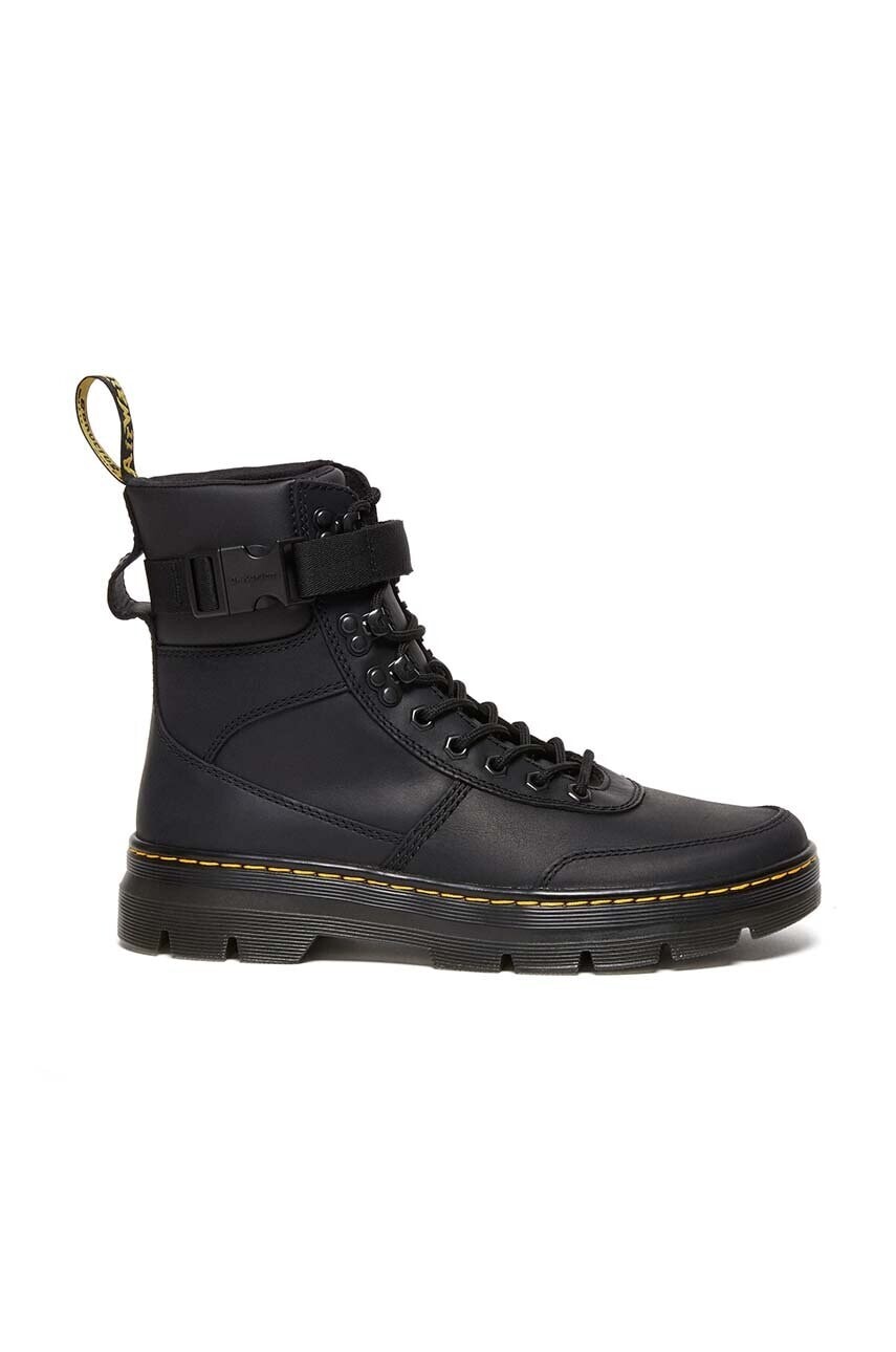 Kožené členkové topánky Dr. Martens Combs Tech Leather čierna farba, na plochom podpätku, jemne zateplené, DM27801001