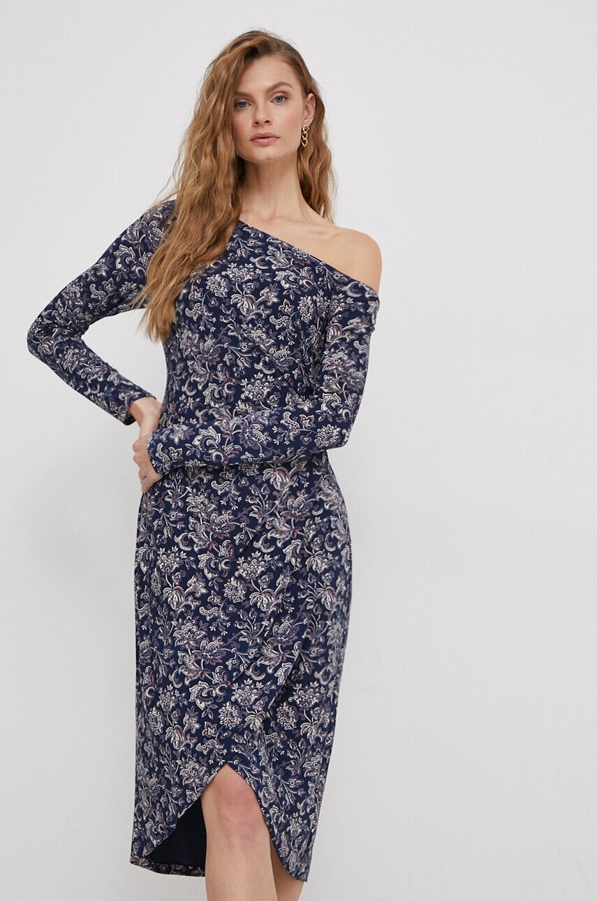 Šaty Lauren Ralph Lauren tmavomodrá farba,mini,priliehavá,250925971