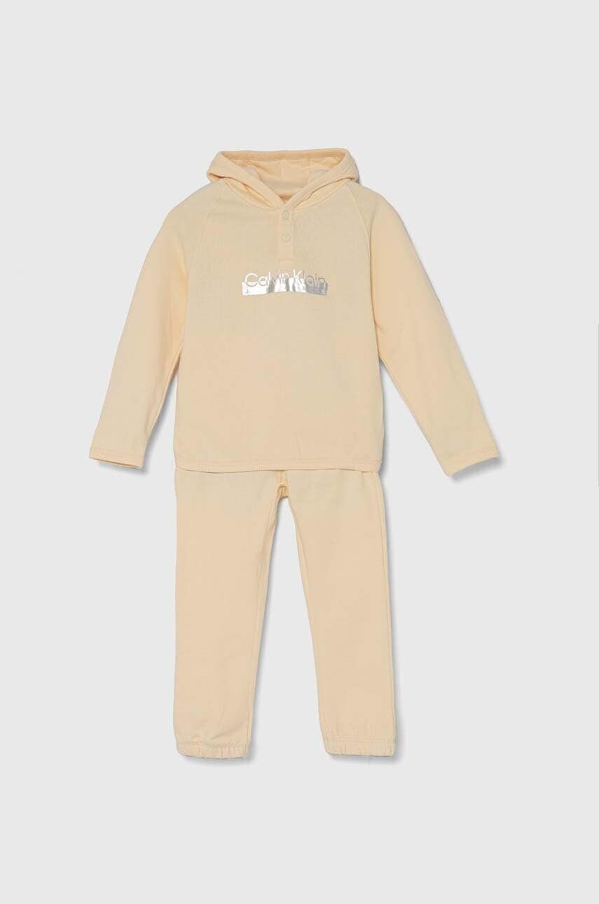 Detská bavlnená tepláková súprava Calvin Klein Jeans oranžová farba