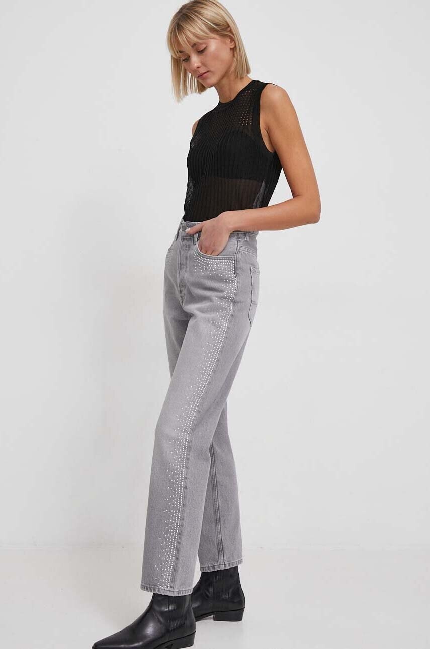 Rifle Pepe Jeans STRAIGHT JEANS UHW SPARKLE dámske, vysoký pás, PL204605
