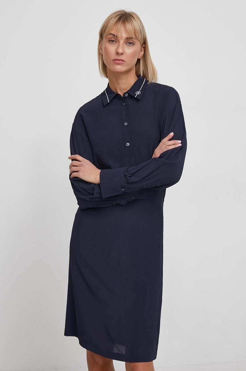 Šaty Tommy Hilfiger tmavomodrá farba,mini,rovný strih,WW0WW41009