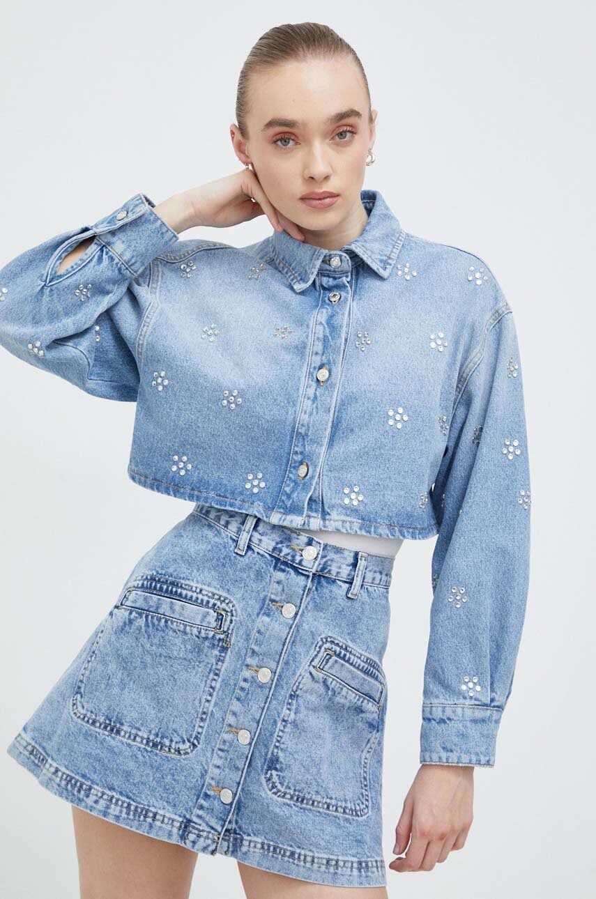 Rifľová košeľa MSGM dámska, regular, s klasickým golierom, 3641MDE234X.247272