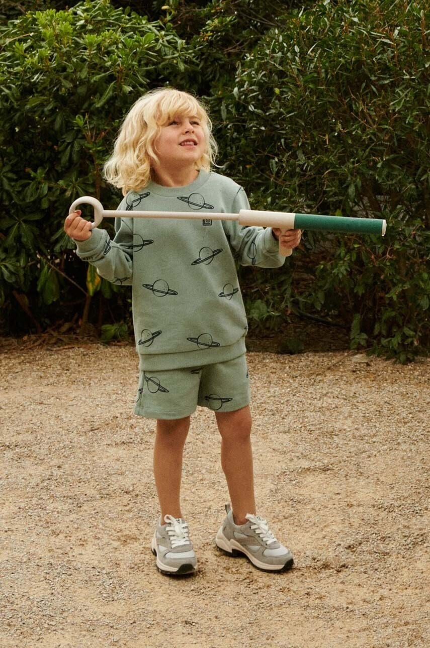 Detské bavlnené šortky Liewood Gram Printed Sweatshorts zelená farba, vzorované, nastaviteľný pás