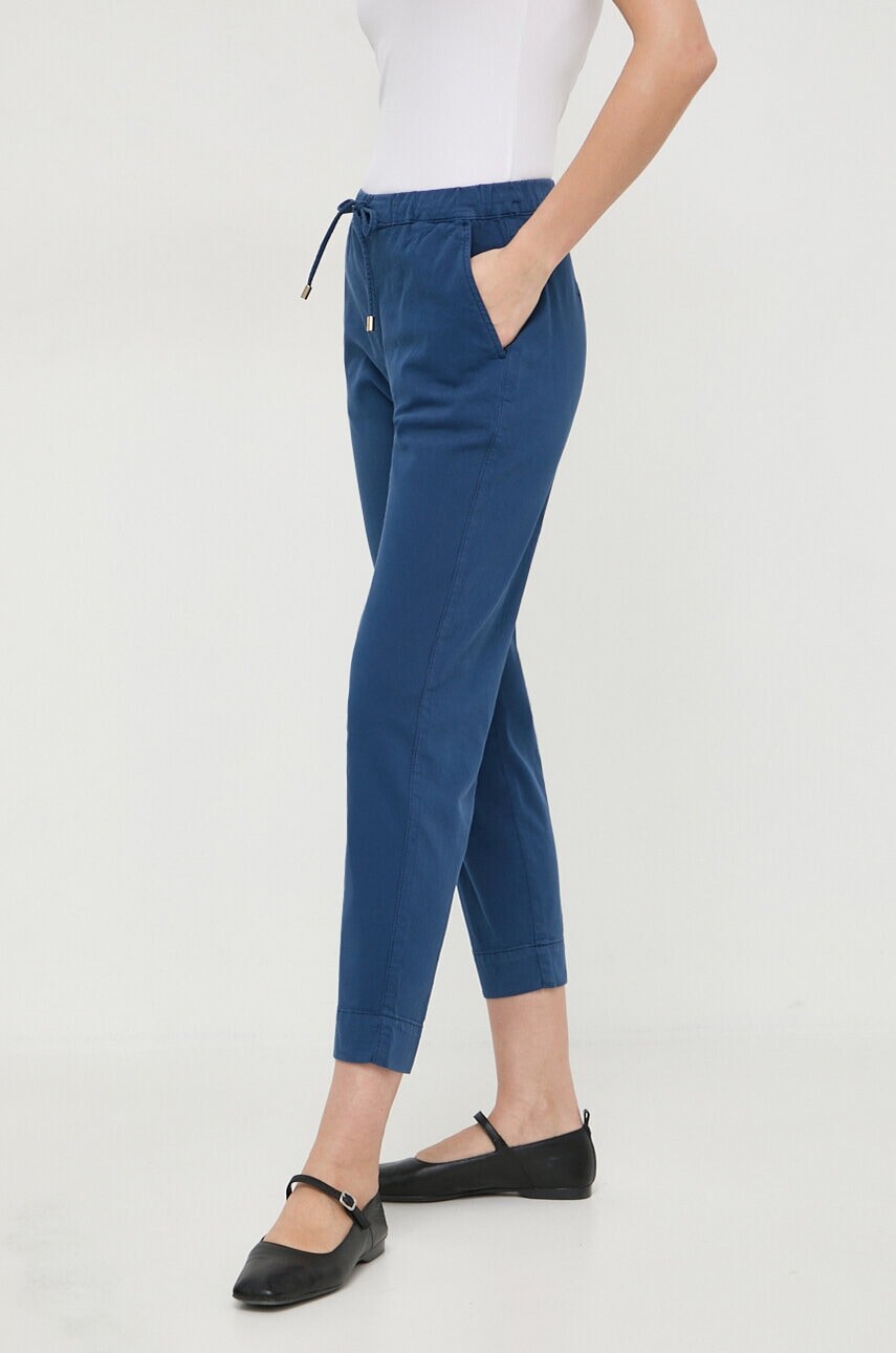 Nohavice Max Mara Leisure dámske,tmavomodrá farba,rovné,vysoký pás,2416131058600