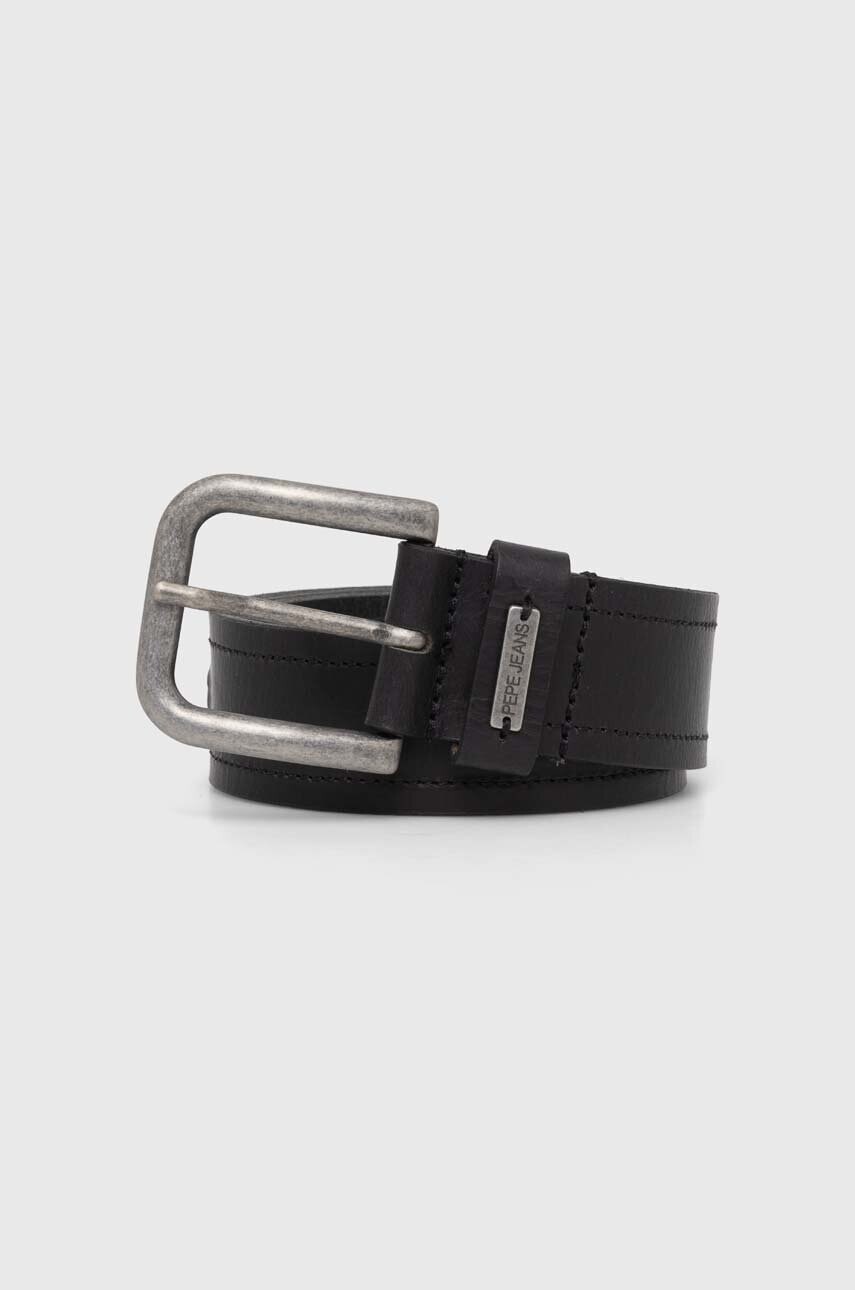 Kožený opasok Pepe Jeans SANDRO BELT pánsky, čierna farba, PM021017
