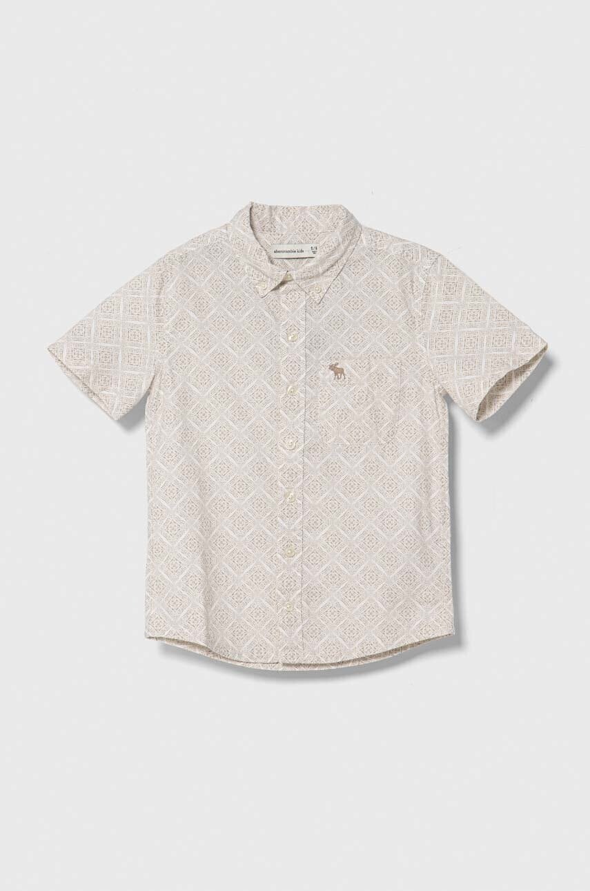 Detská bavlnená košeľa Abercrombie & Fitch béžová farba