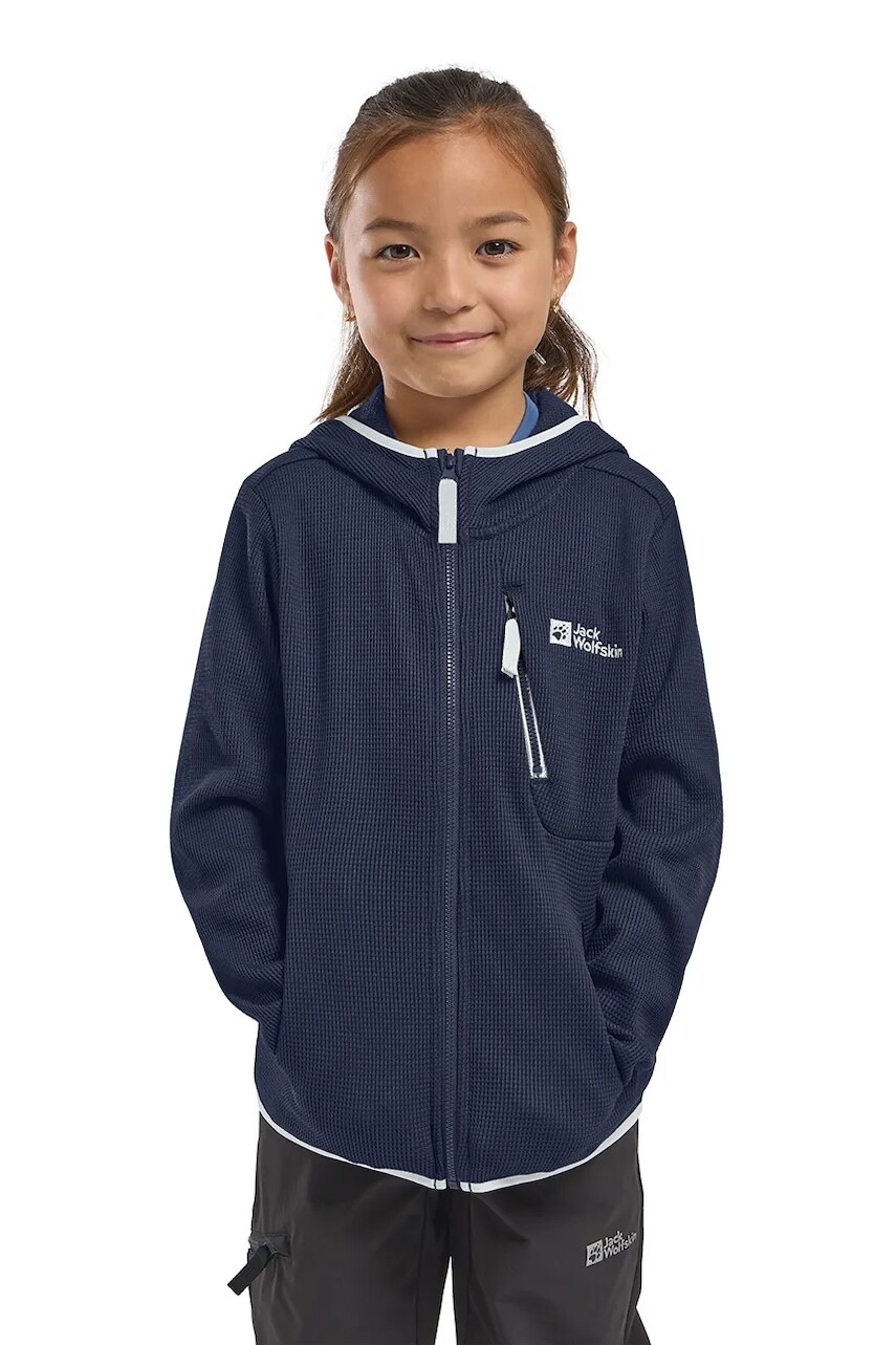 Detská bunda Jack Wolfskin ACTAMICRID MIDLAYER tmavomodrá farba