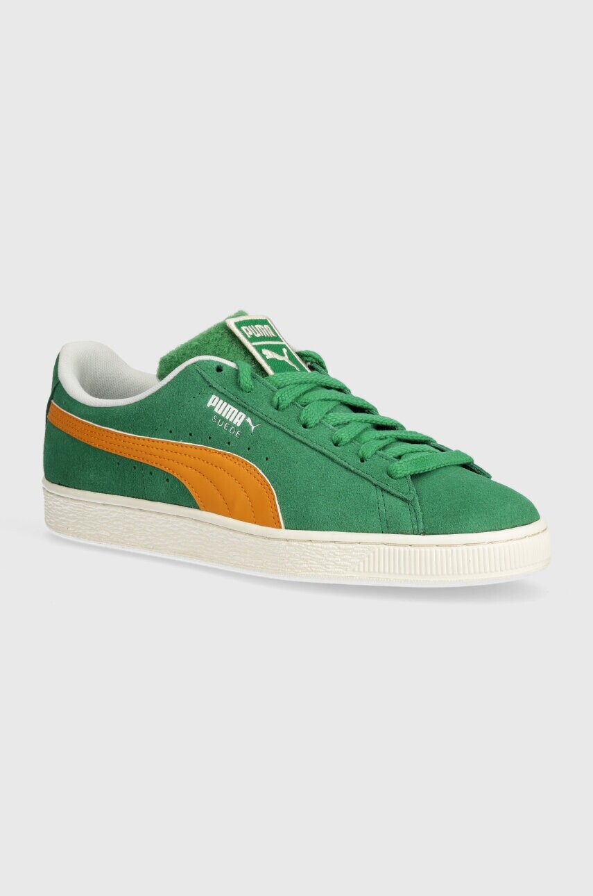 Semišové tenisky Puma Suede Patch zelená farba, 395388