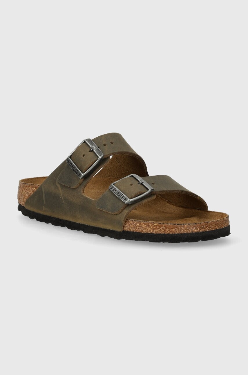 Nubukové šľapky Birkenstock Arizona zelená farba, 1027039