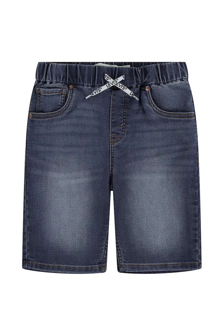 Detské rifľové krátke nohavice Levi's LVB SKINNY DOBBY SHORT tmavomodrá farba