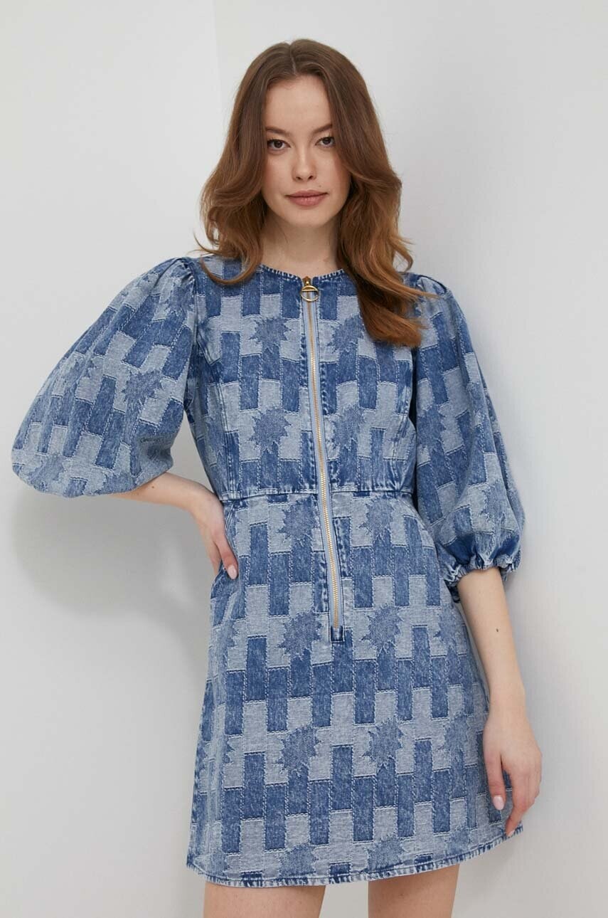 Rifľové šaty Barbour mini, áčkový strih, LDR0767