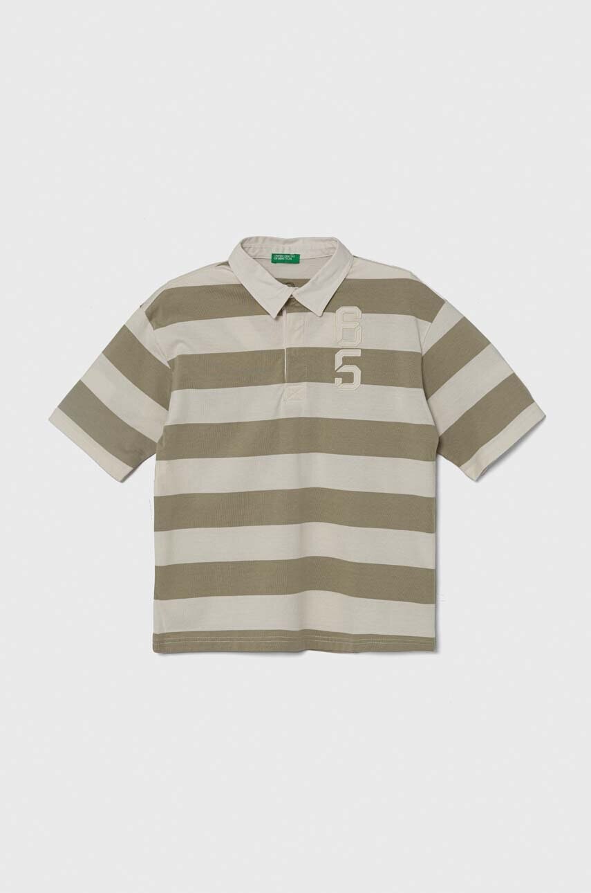 Detská bavlenná polokošeľa United Colors of Benetton šedá farba, vzorovaný