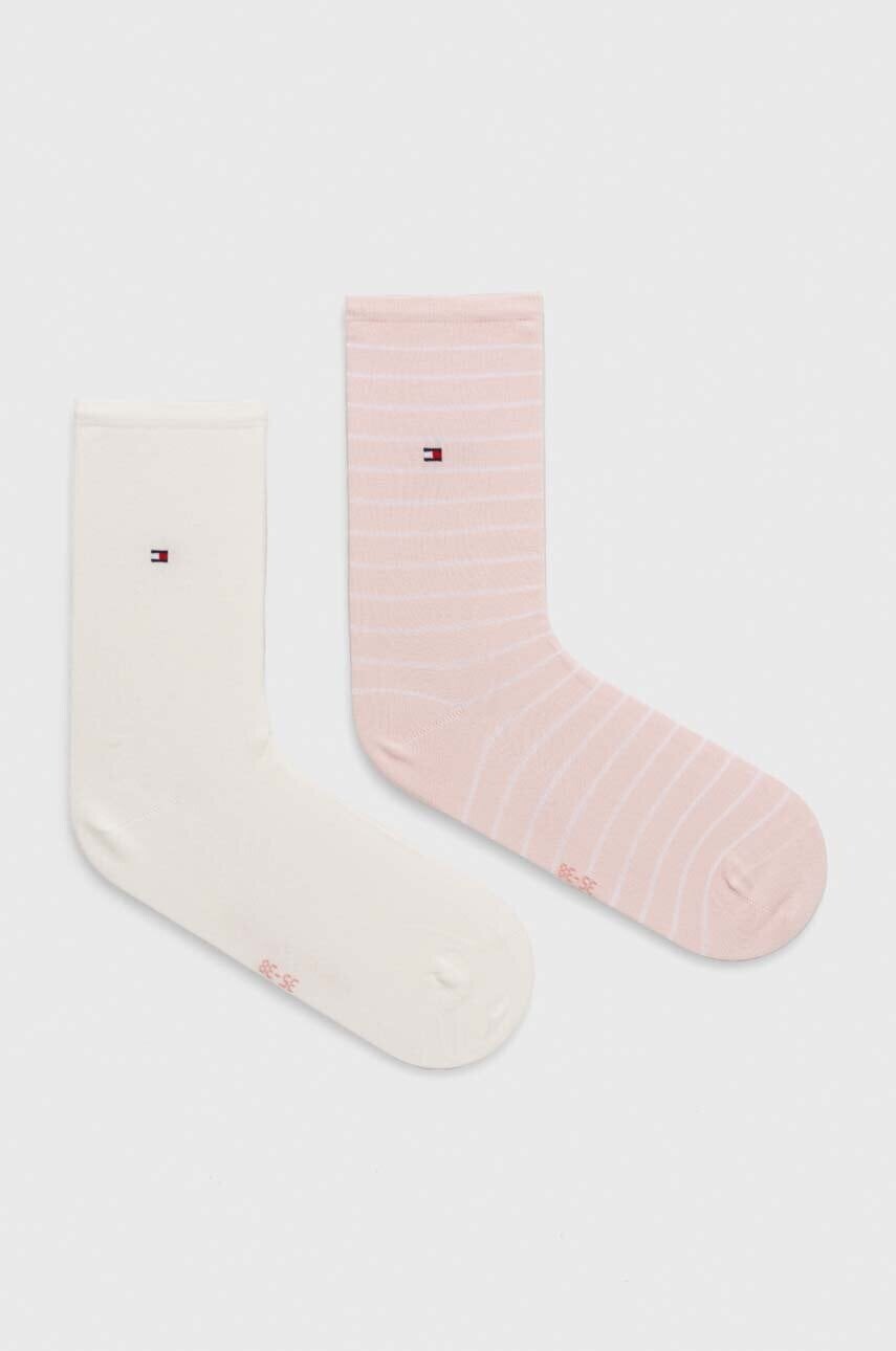 Ponožky Tommy Hilfiger 2-pak dámske, ružová farba, 100001494