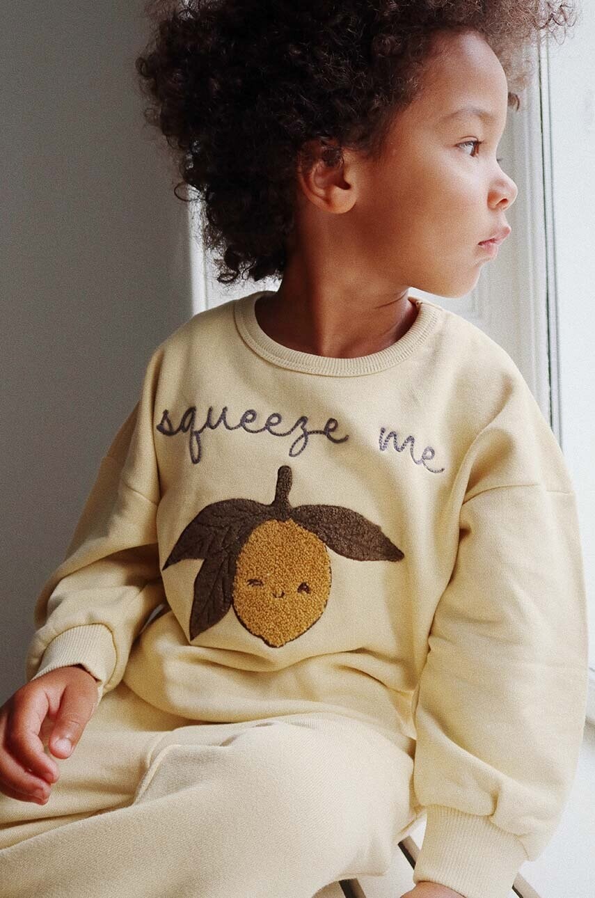 Detská mikina Konges Sløjd LOU SWEATSHIRT béžová farba, s nášivkou