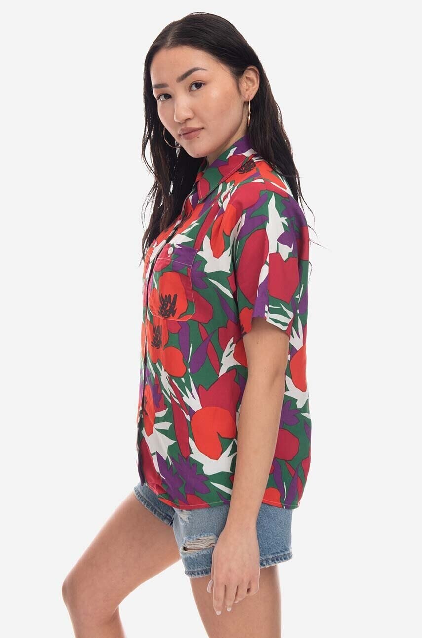 Košeľa s prímesou ľanu A.P.C. Chemise Zoe regular, s klasickým golierom VIAJQ-F12504 RED