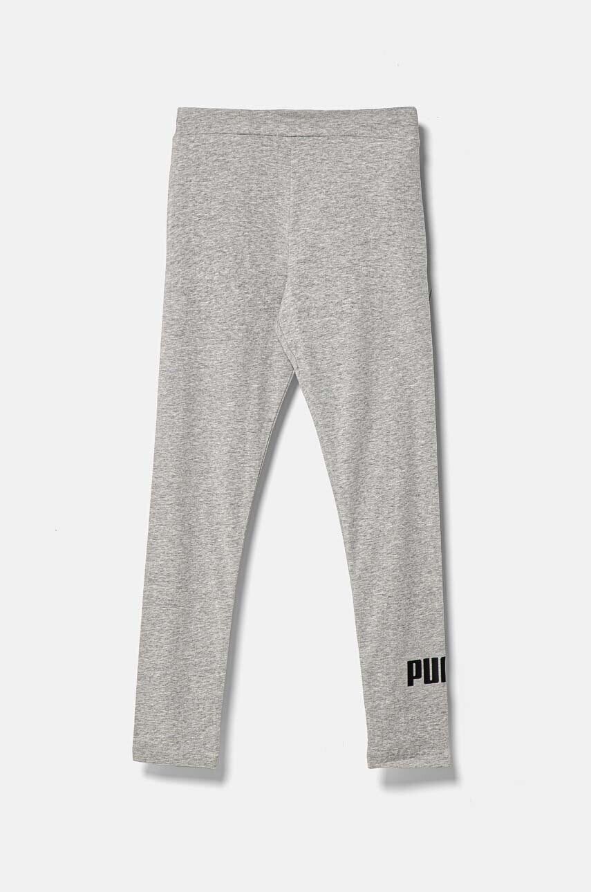 Detské legíny Puma ESS Logo Leggings G šedá farba, s potlačou