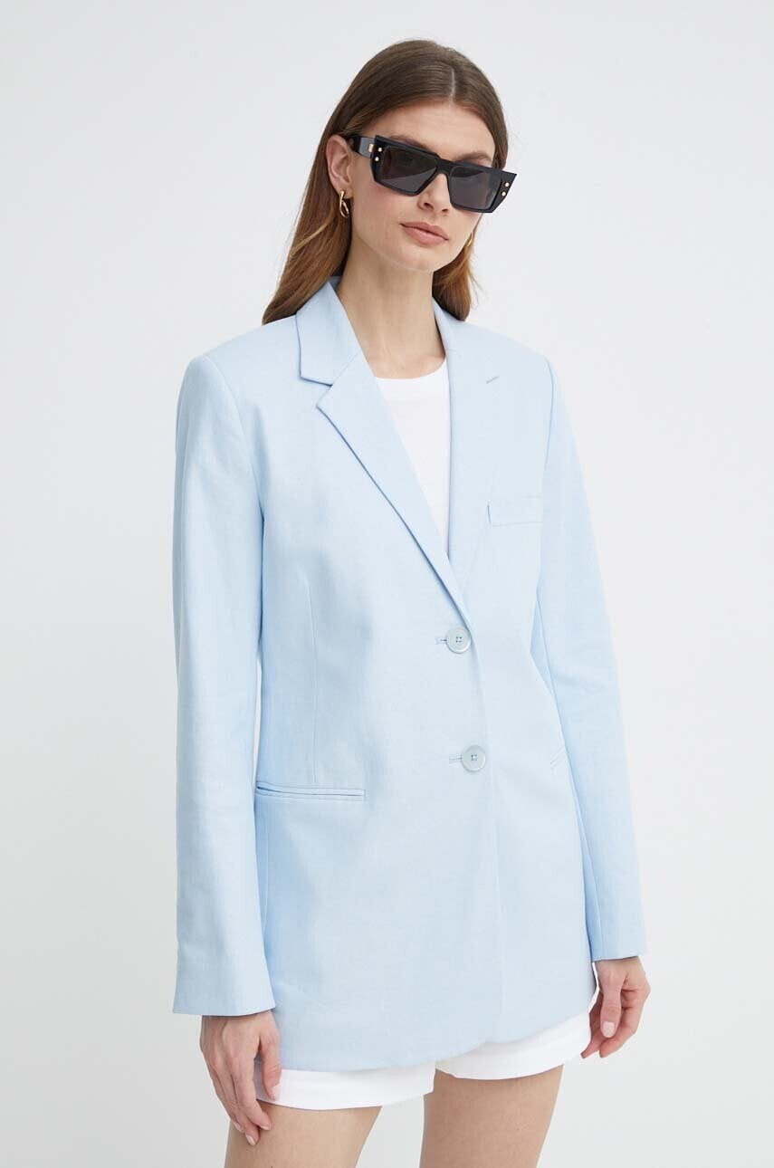 Ľanové sako MICHAEL Michael Kors jednoradové, jednofarebné