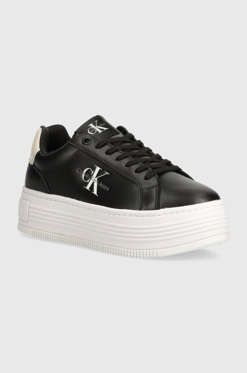 Tenisky Calvin Klein Jeans BOLD PLATF LOW LACE LTH ML MTL čierna farba, YW0YW01516