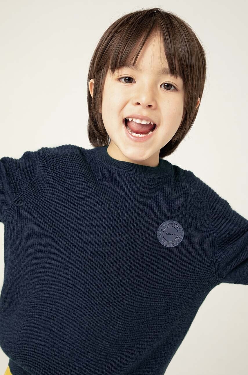 Detský sveter s prímesou vlny Mayoral tmavomodrá farba, tenký, 4337