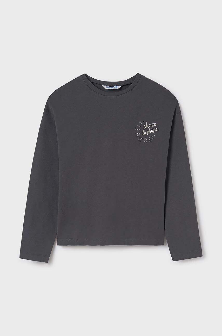 Detská bavlnená košeľa s dlhým rukávom Mayoral šedá farba, 7014