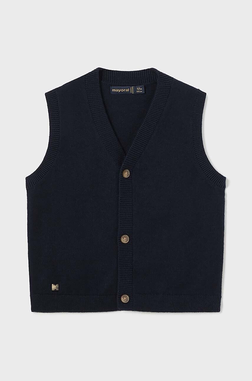 Detská vesta z vlnenej zmesi Mayoral tmavomodrá farba, 2316