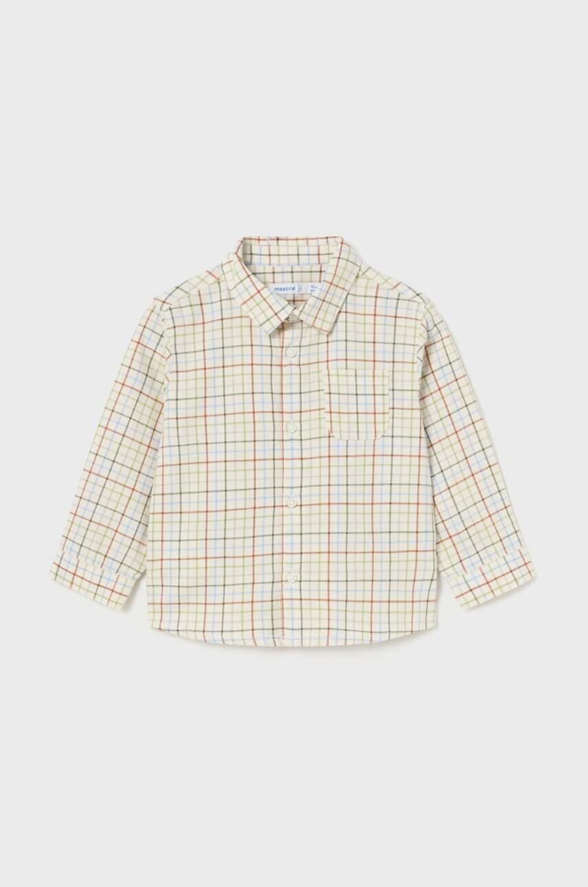 Detská bavlnená košeľa Mayoral béžová farba, 2191