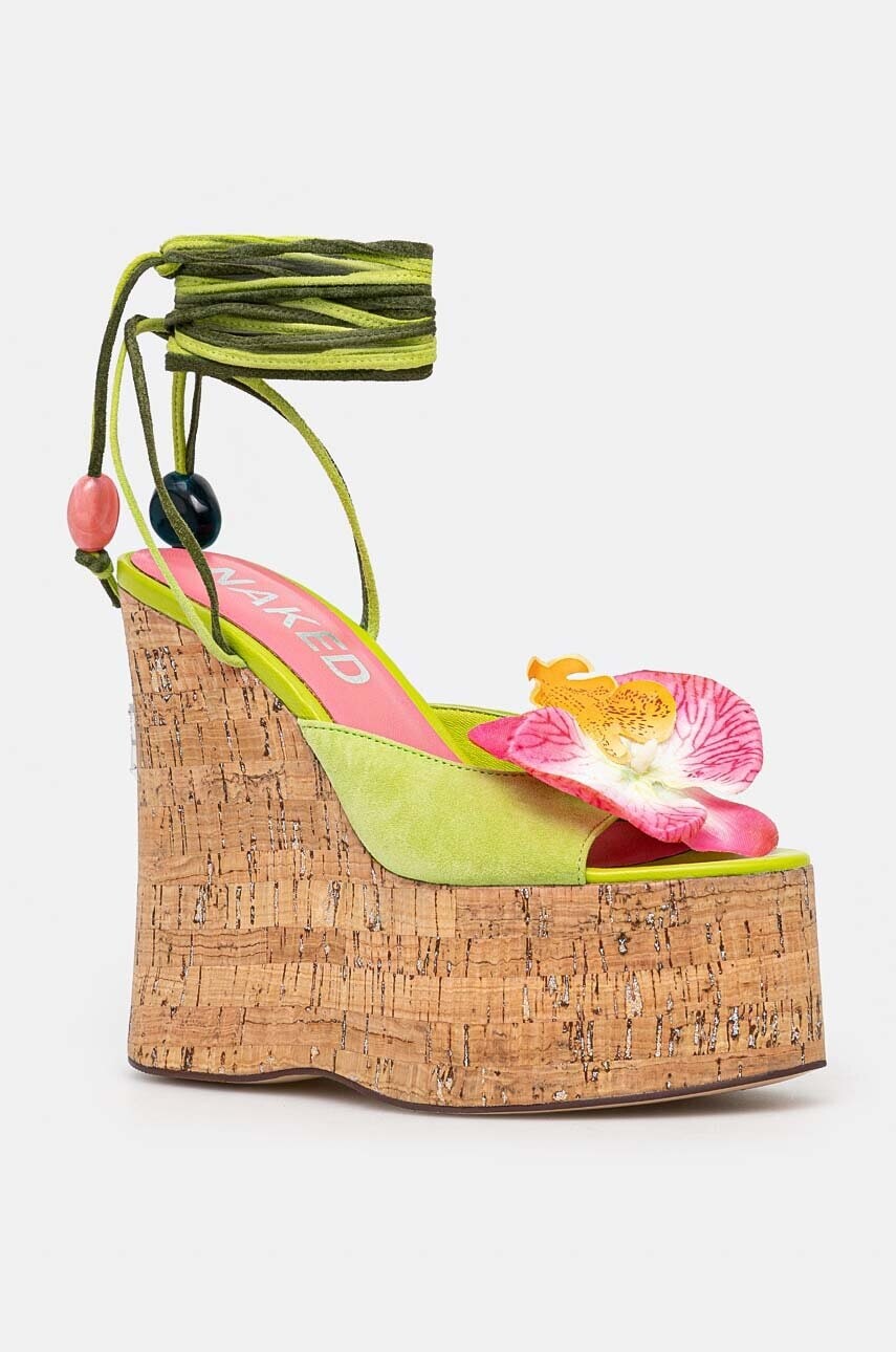 Sandále Naked Wolfe Sunflower zelená farba, Sunflower Green Kid Suede