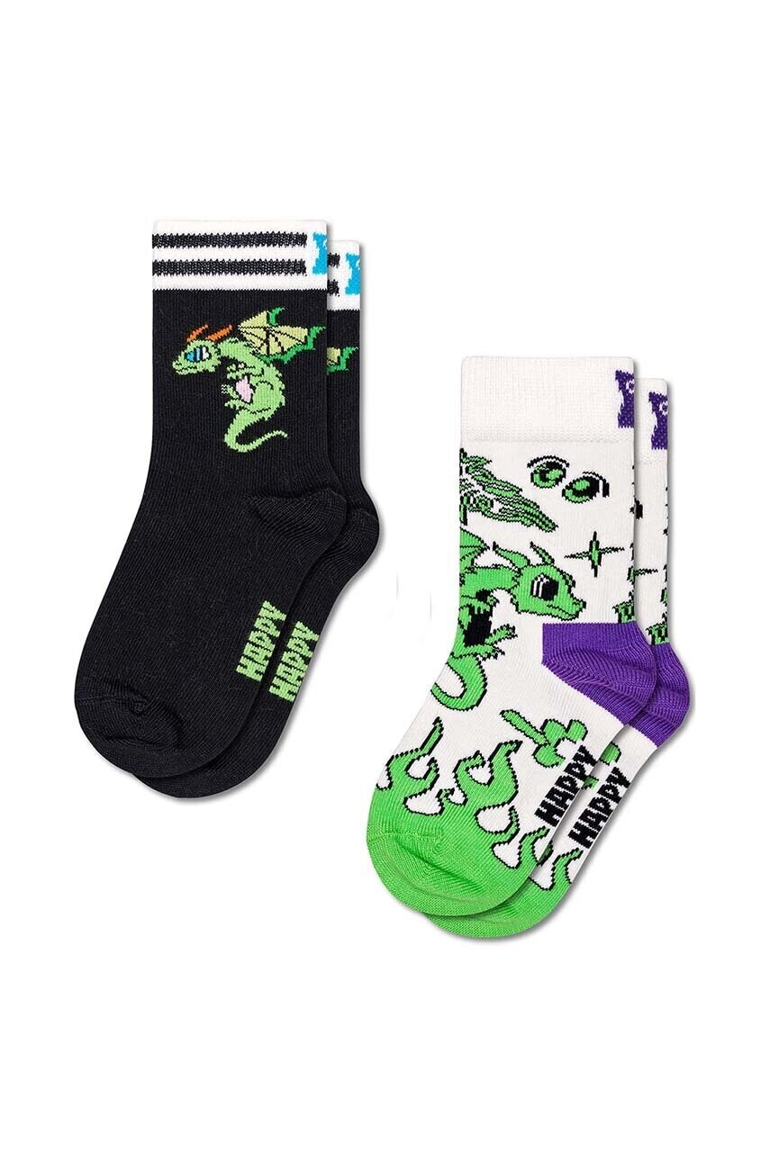 Detské ponožky Happy Socks Kids 2-Pack Dragon Socks 2-pak zelená farba, P001476