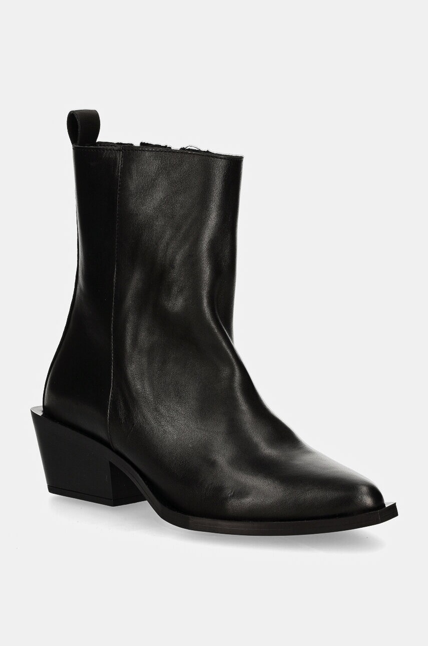Kožené členkové topánky Steve Madden Xylena dámske, čierna farba, na podpätku, SM11003317