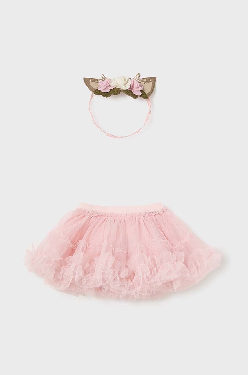 Detská sukňa a čelenka Mayoral Newborn ružová farba, mini, áčkový strih, 2803