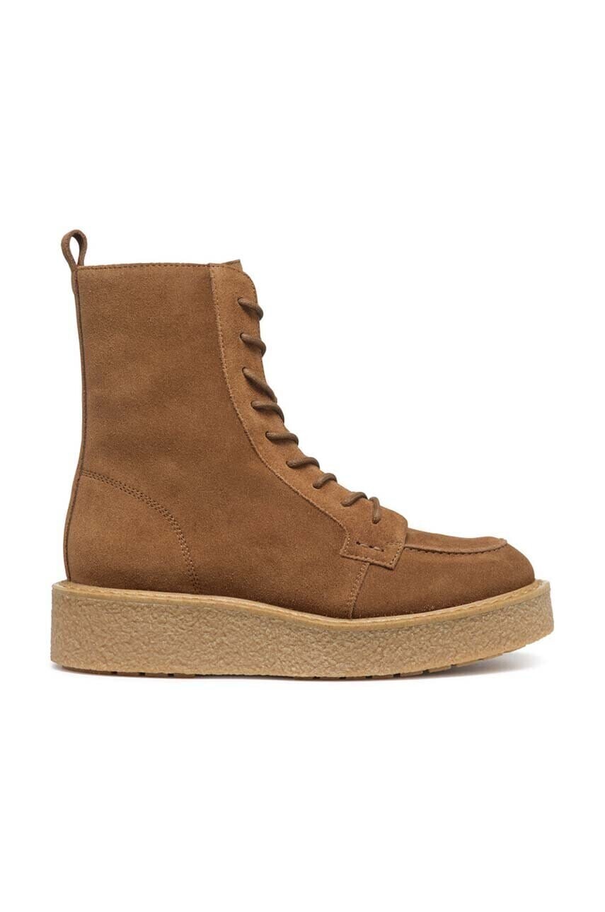 Semišové topánky Geox D ELIDEA dámske, hnedá farba, na platforme, D36VEB 00022 CD500