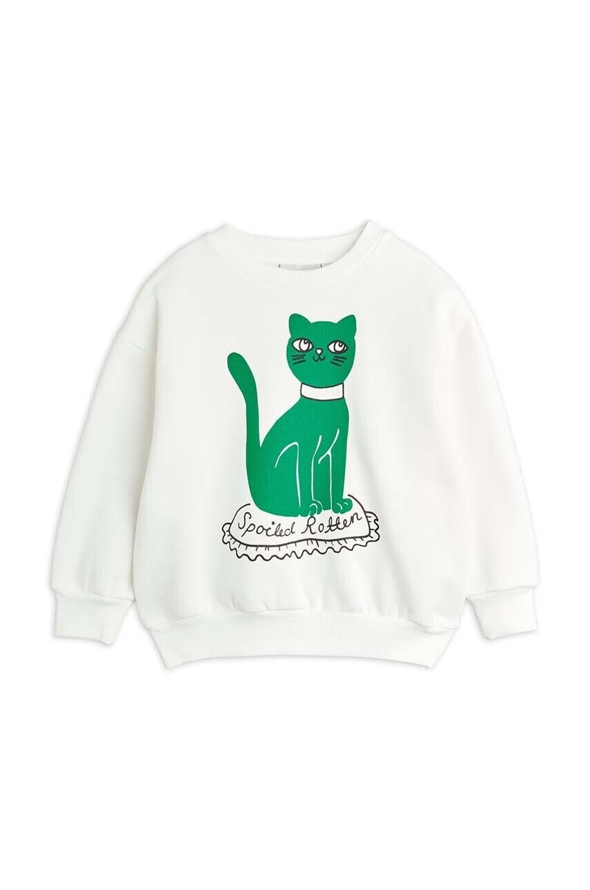 Detská bavlnená mikina Mini Rodini Cat biela farba, s potlačou, 2472012110