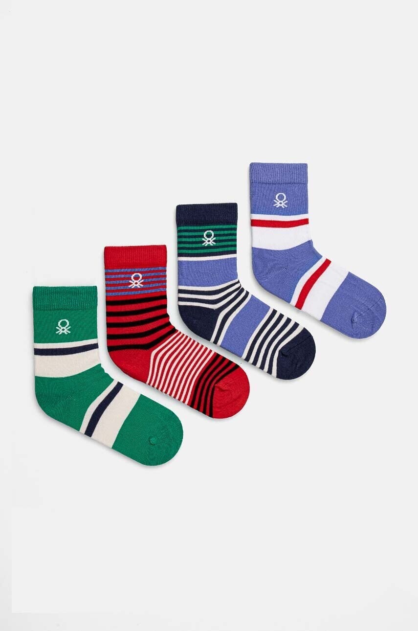 Detské ponožky United Colors of Benetton 4-pak zelená farba, 6AO30703P