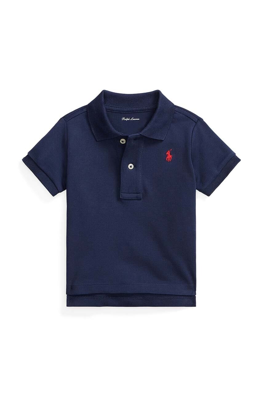 Detská bavlnená polokošeľa Polo Ralph Lauren tmavomodrá farba, jednofarebný, 320570127002