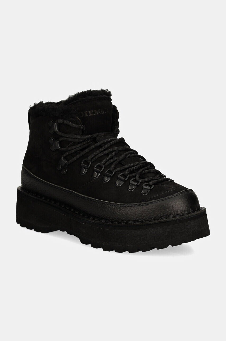 Nubuková členková obuv Diemme Sesto Shearling čierna farba, na platforme, zateplené, DI23FWSEW-I01X060BLK