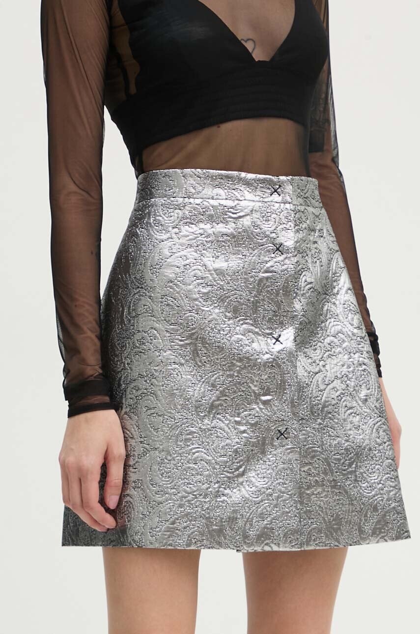 Sukňa MSGM strieborná farba, mini, rovný strih, 3742MDD17.247823