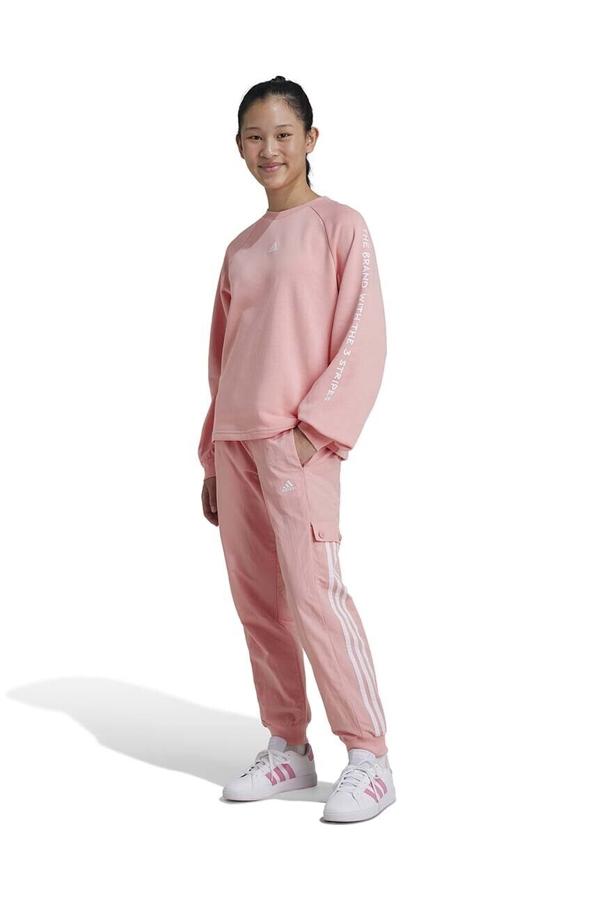 Detské tepláky adidas JGAM PANT ružová farba, s nášivkou, IV7047