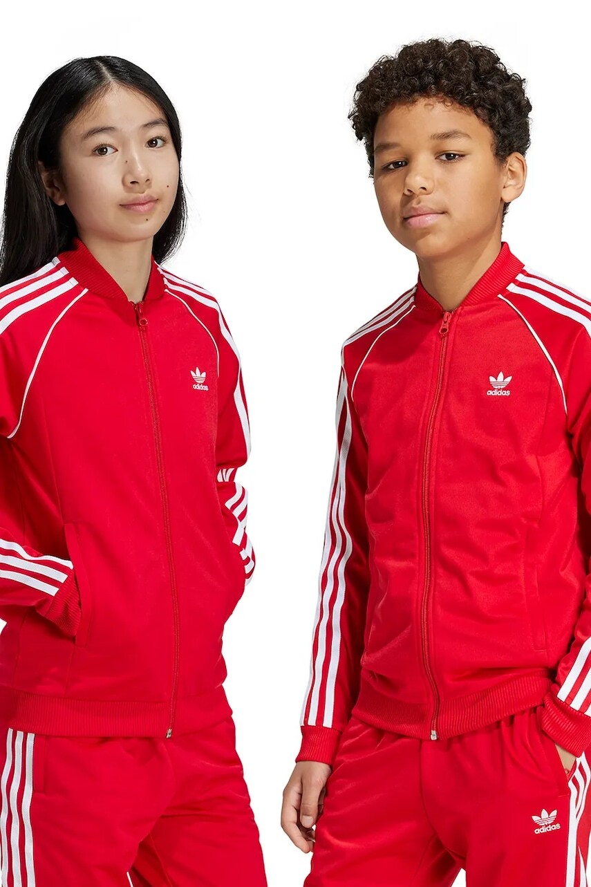 Detská mikina adidas Originals SST TRACK TOP červená farba, s nášivkou, IX7629