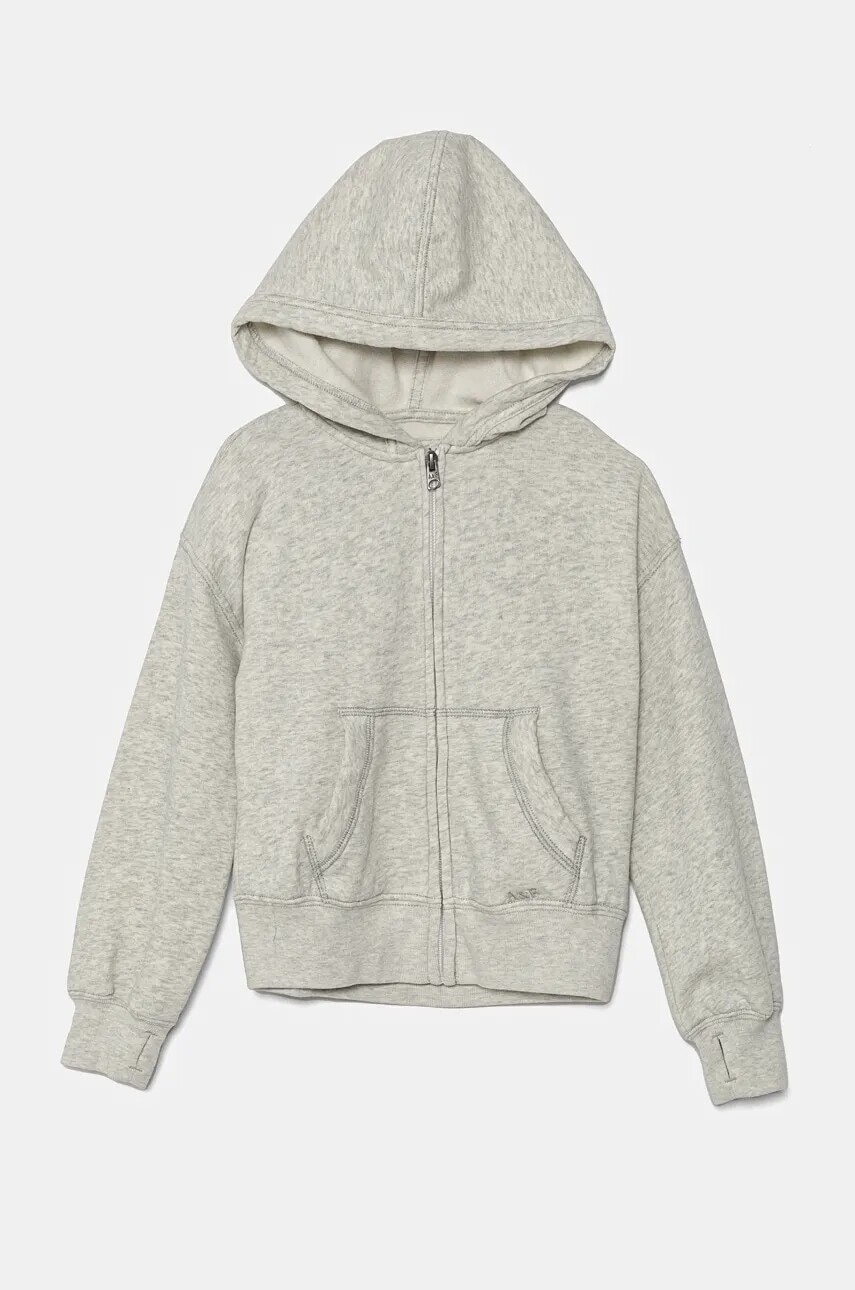 Detská mikina Abercrombie & Fitch šedá farba, s kapucňou, melanžová, KI252-4063
