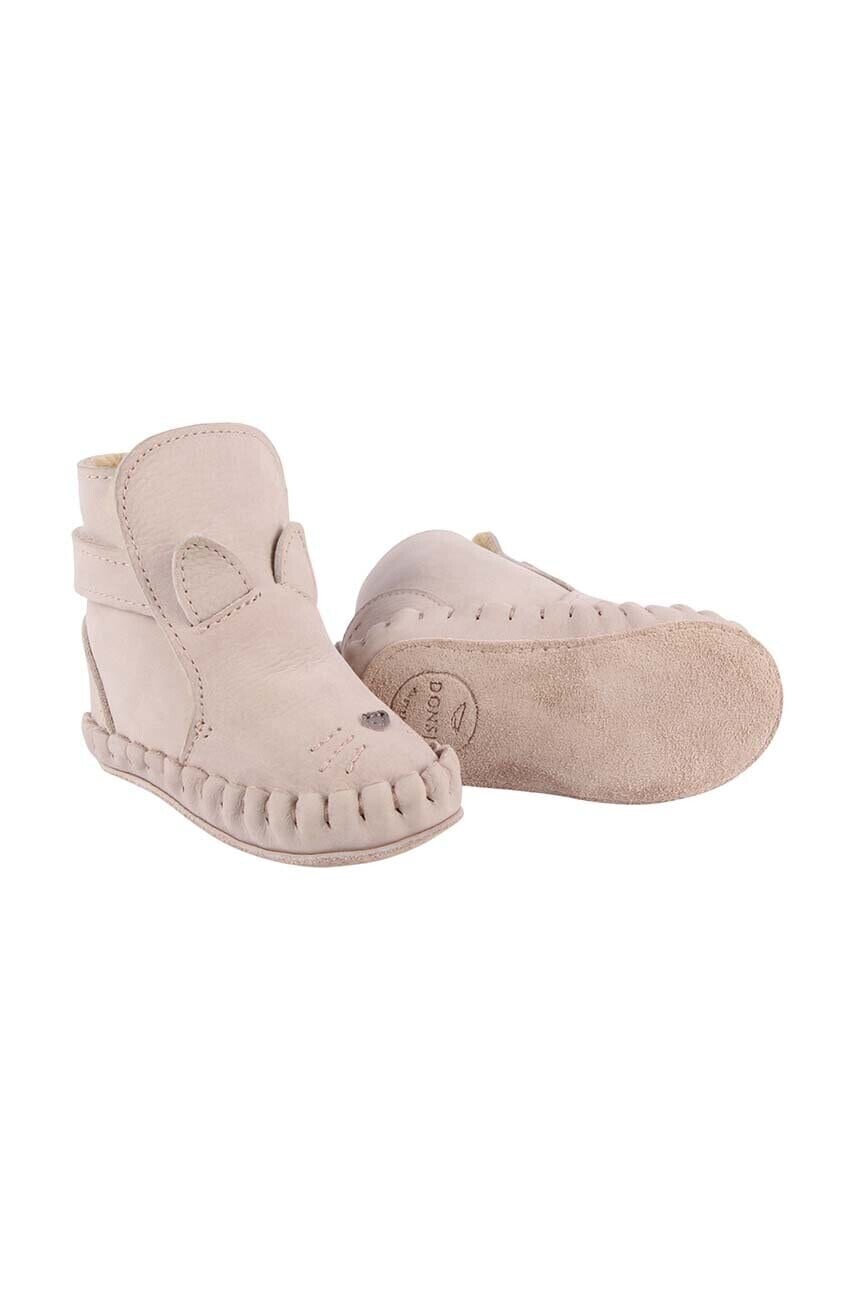 Kožené topánky pre bábätká Donsje Kapi Classic Booties Cat béžová farba, 1028003