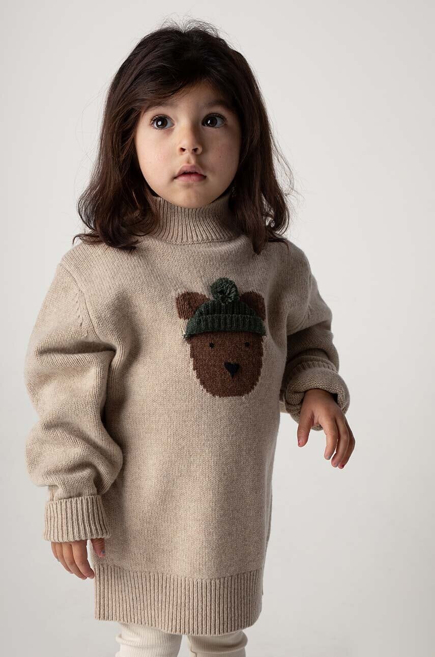 Detský vlnený sveter Donsje Denn Merino Wool Sweater Bear béžová farba, 4083501