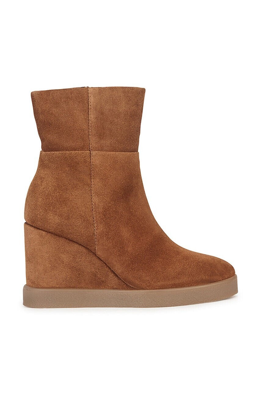 Semišové topánky Geox D ELIDEA WEDGE dámske, hnedá farba, na kline, D36VQB 00022 CD500