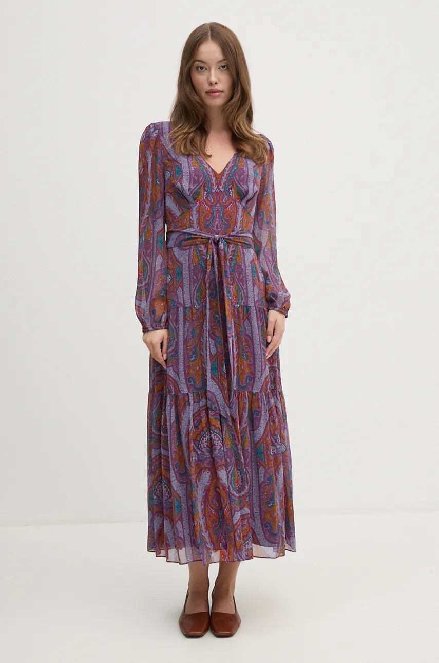 Šaty Lauren Ralph Lauren ružová farba, midi, áčkový strih, 250940218