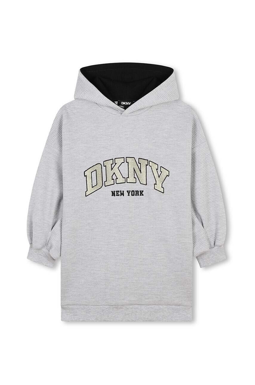 Dievčenské šaty Dkny šedá farba, mini, oversize, D60264